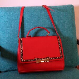 COPY - Betsey Johnson Satchel Red with Leopard Trim